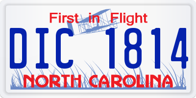 NC license plate DIC1814