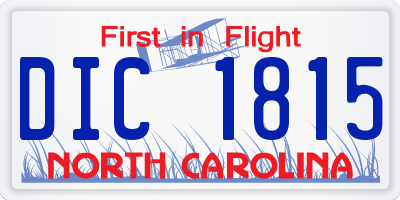 NC license plate DIC1815
