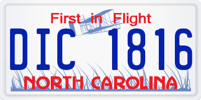 NC license plate DIC1816