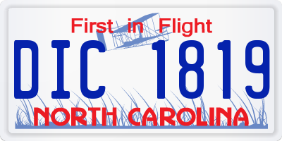 NC license plate DIC1819