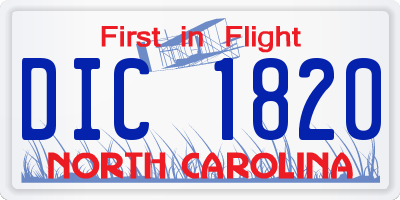 NC license plate DIC1820