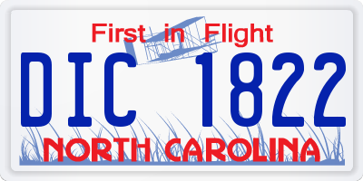 NC license plate DIC1822
