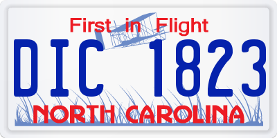 NC license plate DIC1823