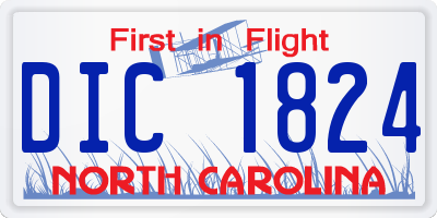 NC license plate DIC1824