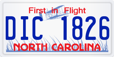 NC license plate DIC1826