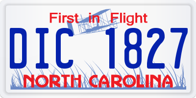 NC license plate DIC1827