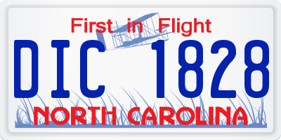 NC license plate DIC1828