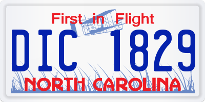 NC license plate DIC1829