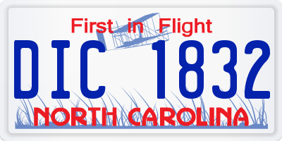 NC license plate DIC1832
