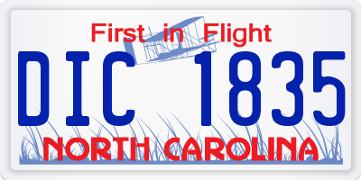 NC license plate DIC1835