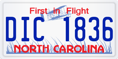 NC license plate DIC1836