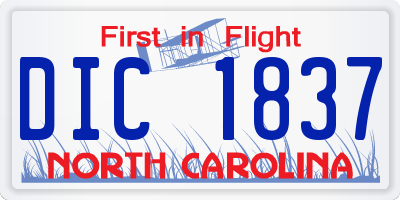 NC license plate DIC1837