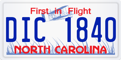 NC license plate DIC1840