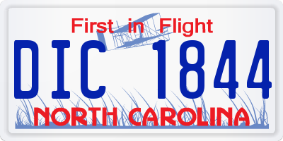 NC license plate DIC1844