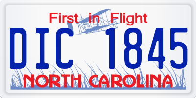 NC license plate DIC1845