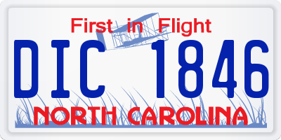 NC license plate DIC1846