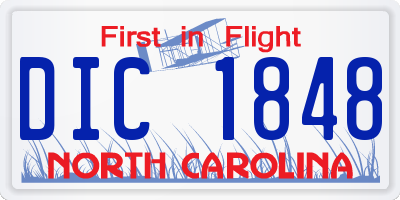 NC license plate DIC1848