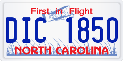 NC license plate DIC1850