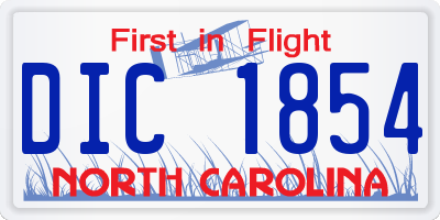 NC license plate DIC1854