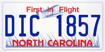 NC license plate DIC1857