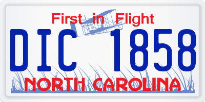 NC license plate DIC1858