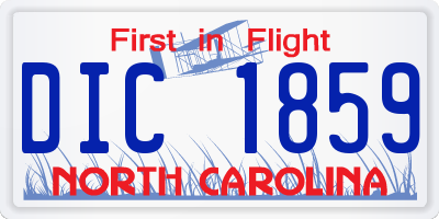 NC license plate DIC1859