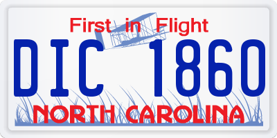 NC license plate DIC1860