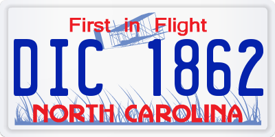 NC license plate DIC1862