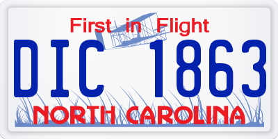 NC license plate DIC1863