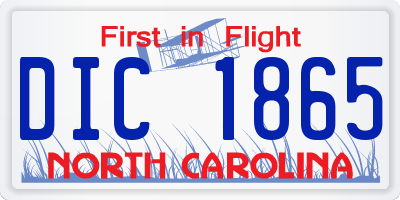 NC license plate DIC1865