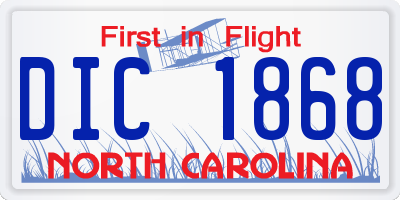 NC license plate DIC1868