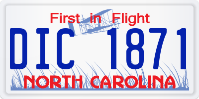 NC license plate DIC1871