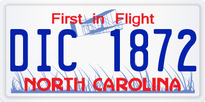 NC license plate DIC1872