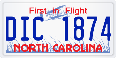 NC license plate DIC1874