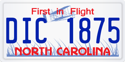 NC license plate DIC1875