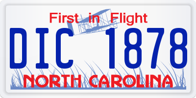 NC license plate DIC1878
