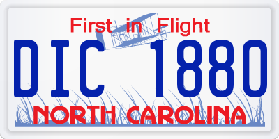 NC license plate DIC1880
