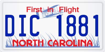 NC license plate DIC1881