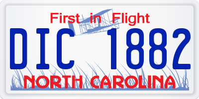 NC license plate DIC1882