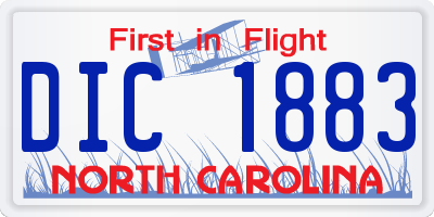 NC license plate DIC1883