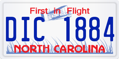 NC license plate DIC1884