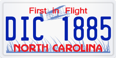 NC license plate DIC1885