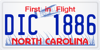 NC license plate DIC1886