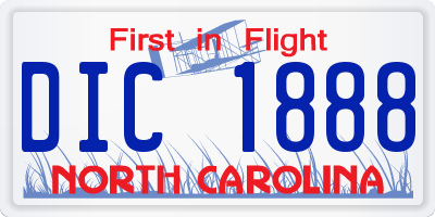 NC license plate DIC1888