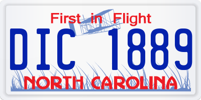 NC license plate DIC1889