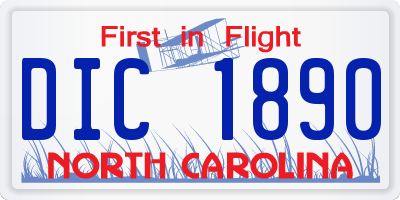 NC license plate DIC1890