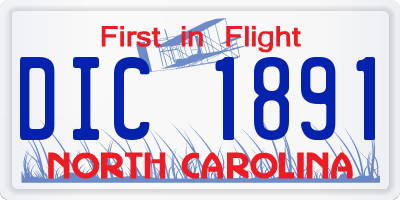 NC license plate DIC1891