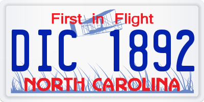 NC license plate DIC1892