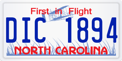 NC license plate DIC1894