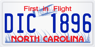 NC license plate DIC1896